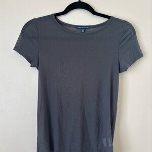 American Eagle Outfitters Mesh Gray Fitted Short Sleeve Tee - M